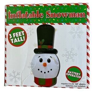 Battery Operated Inflatable Snowman 3 Feet Tall Christmas Decor New in Box